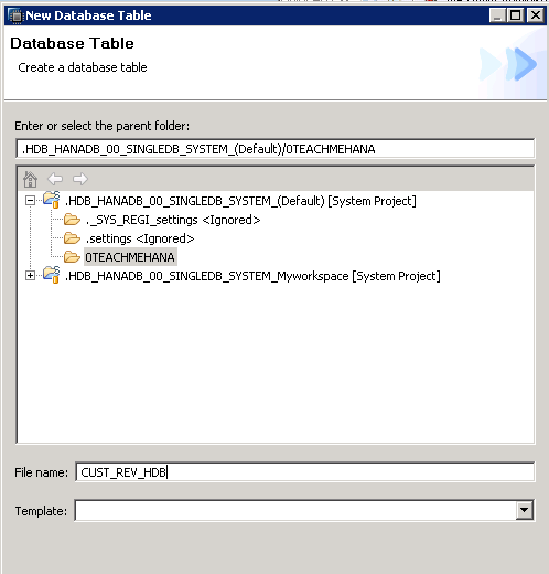 SAP HANA HDB TABLE HDBTABLE CREATE HDB TABLE