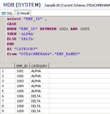 SAP HANA SQL SCRIPT SQL CASE STATEMENT NESTED SELECT