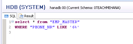 SAP HANA SQL SCRIPT SQL WHERE NOT LIKE CONDITION