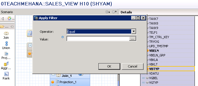 SAP HANA FILTERS FILTER CONSTANT FILTER GRAPHICAL CALCULATION VIEW