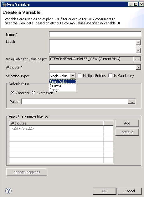 SAP HANA VARIABLES IN GRAPHICAL VIEW