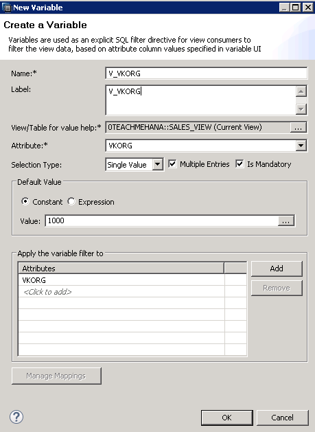SAP HANA VARIABLES IN GRAPHICAL VIEW