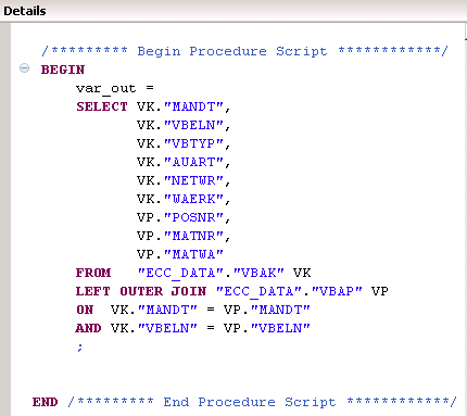 SAP HANA Scripted calculation view SQL Script