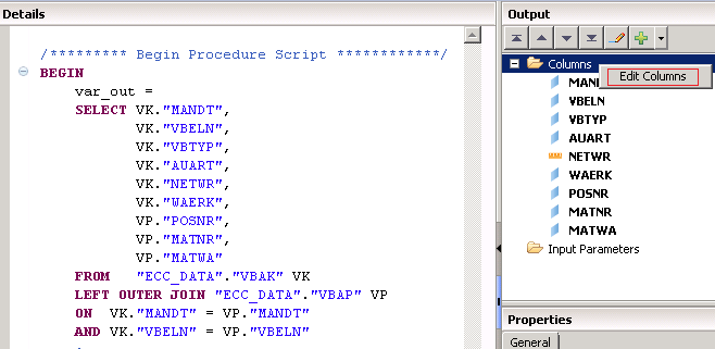 SAP HANA Scripted calculation view SQL Script