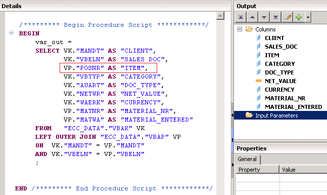 SAP HANA Scripted calculation view SQL Script
