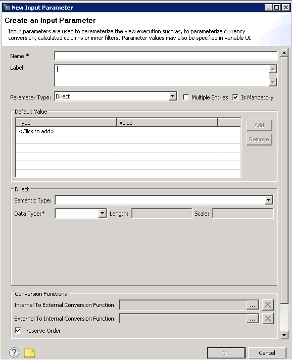 SAP HANA Scripted Calculation View input parameters