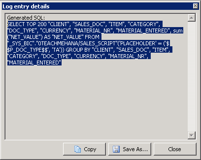 sap hana scripted calculation view execution