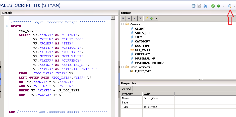 sap hana scripted calculation view execution