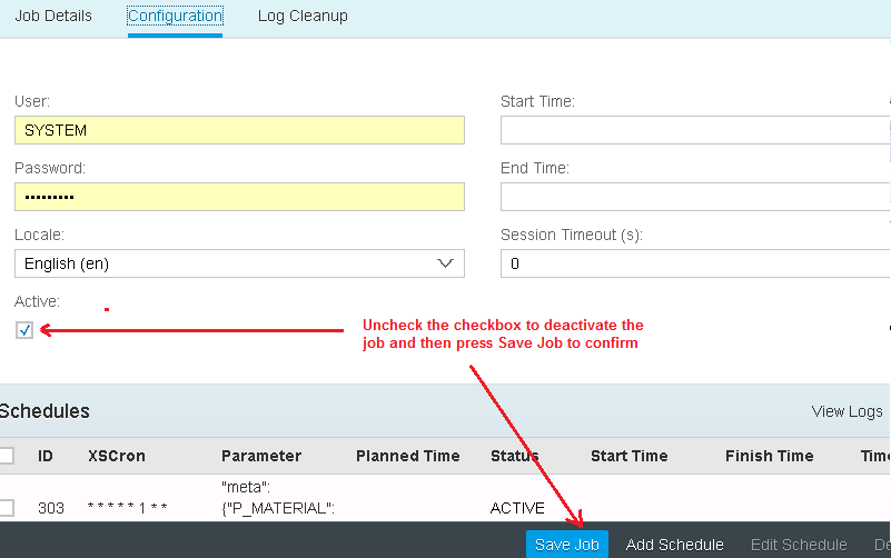 Schedule SAP HANA XS JOB