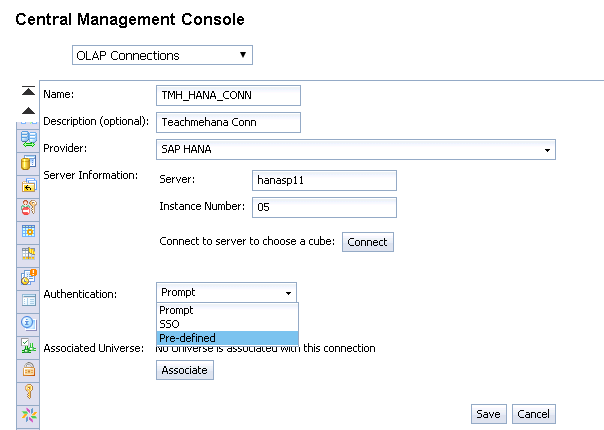SAP busineess Objects OLAP Connection -SAP HANA Tutorial