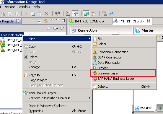 SAP Business Objects Information design tool